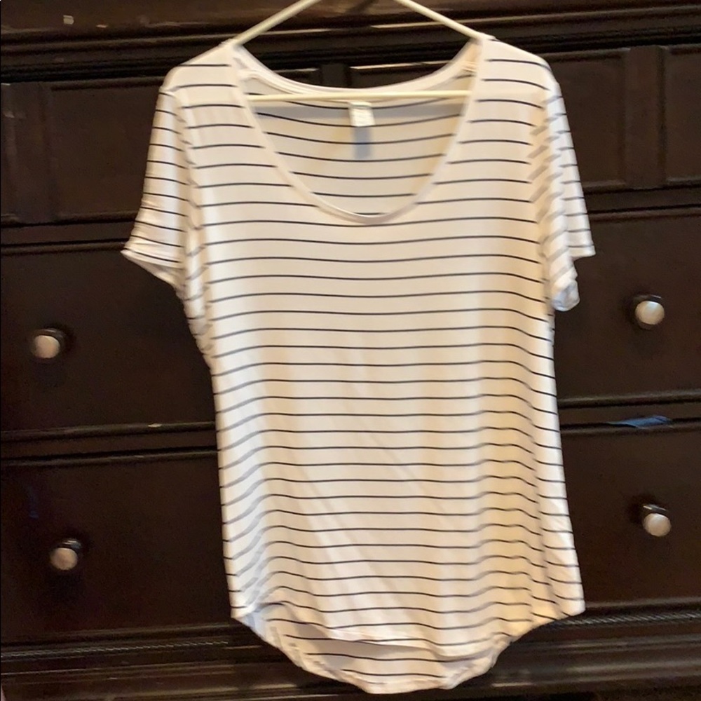 White and navy striped shirt